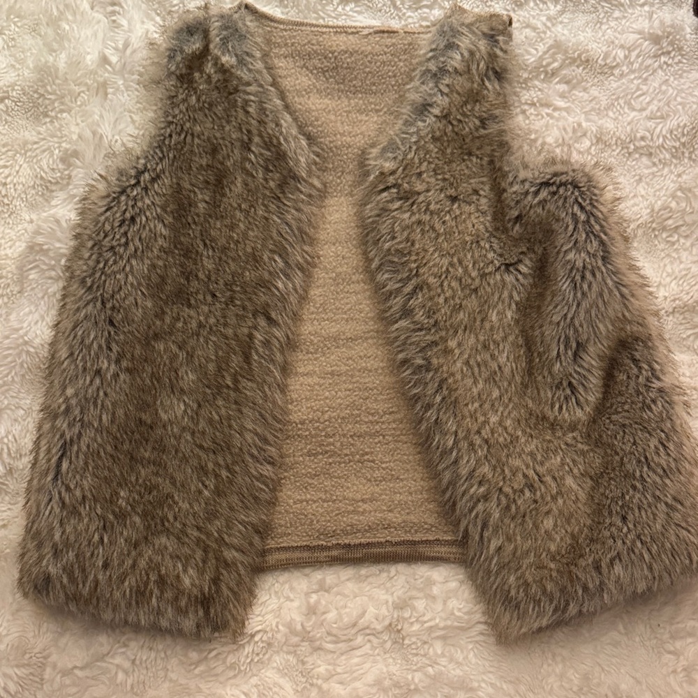 Faux Fur Vest in Brown and Tan